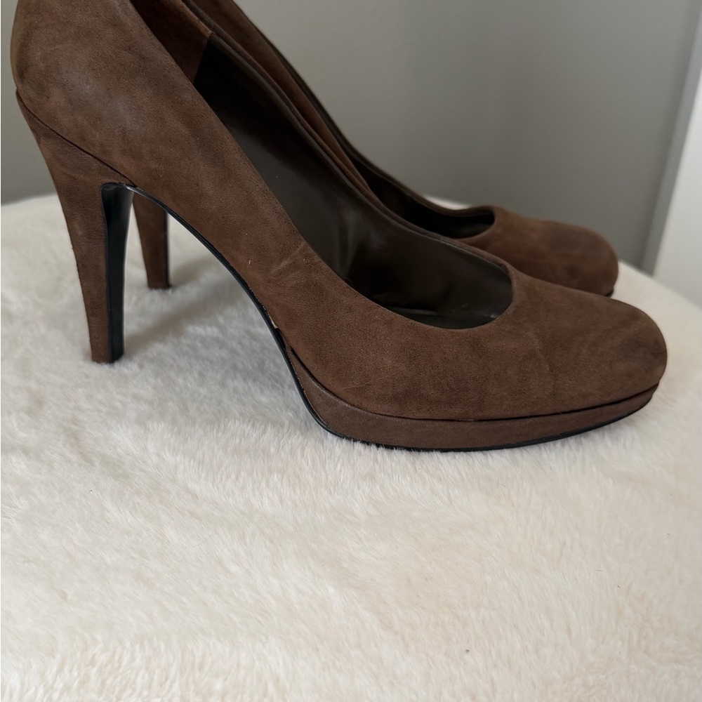 Nine West Brown Suede Platform Stiletto Pumps